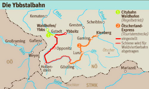 Streckenkarte Ybbstalbahn