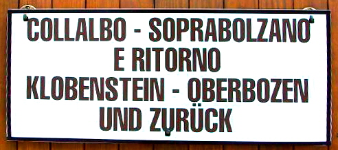 016. Zuglaufschild Oberbozen- Klobenstein