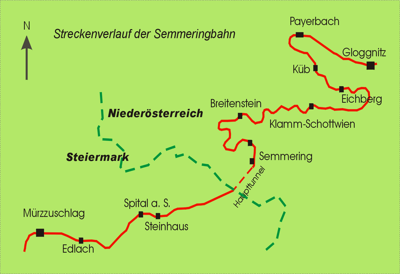 Streckenverlauf der Semmeringbahn