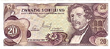 alte 20 Schilling Banknote Ghega