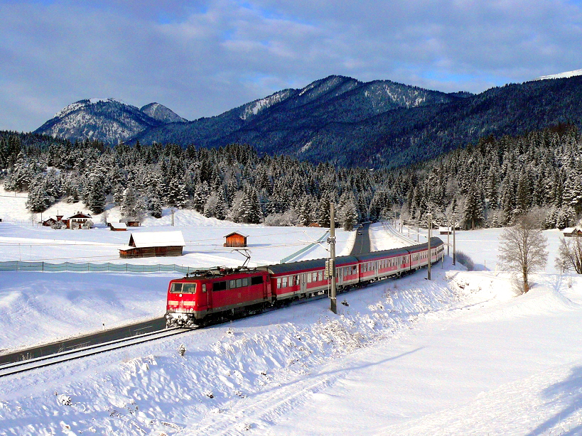 k-KB001 Karwendelbahn DB 111 zwischen Klais und Schmalenseeh�he
