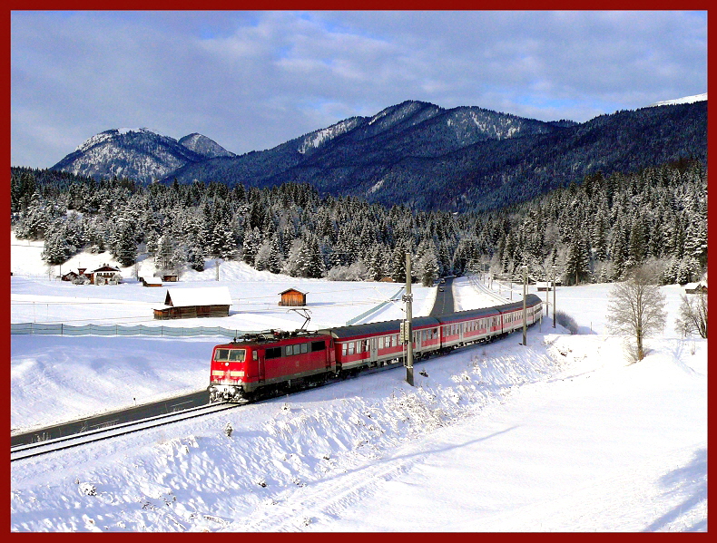 k-KB001 Karwendelbahn DB 111 zwischen Klais und Schmalenseeh�he RB von M�nchen nach Innsbruck 03. Januar 2010 foto h. rubarth