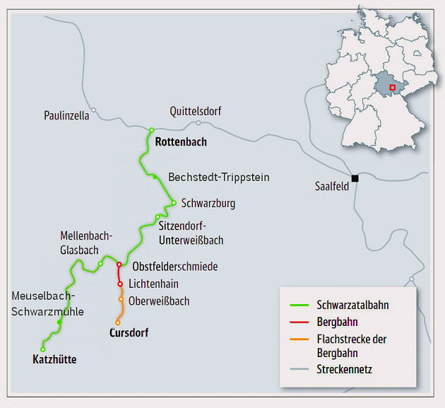 k-001. Streckenkarte Oberweißbacher Bergbahn