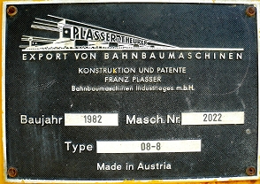 k-029 Plasser & Theurer Fabrikschild